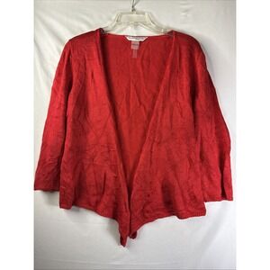 Peter Nygard Cardigan Sweater Womens Large Red Knit